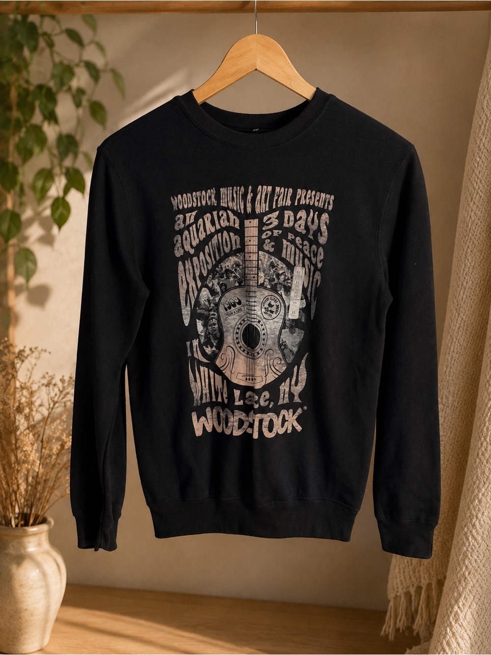 Woodstock Graphic Black Crewneck Sweatshirt for Kids
